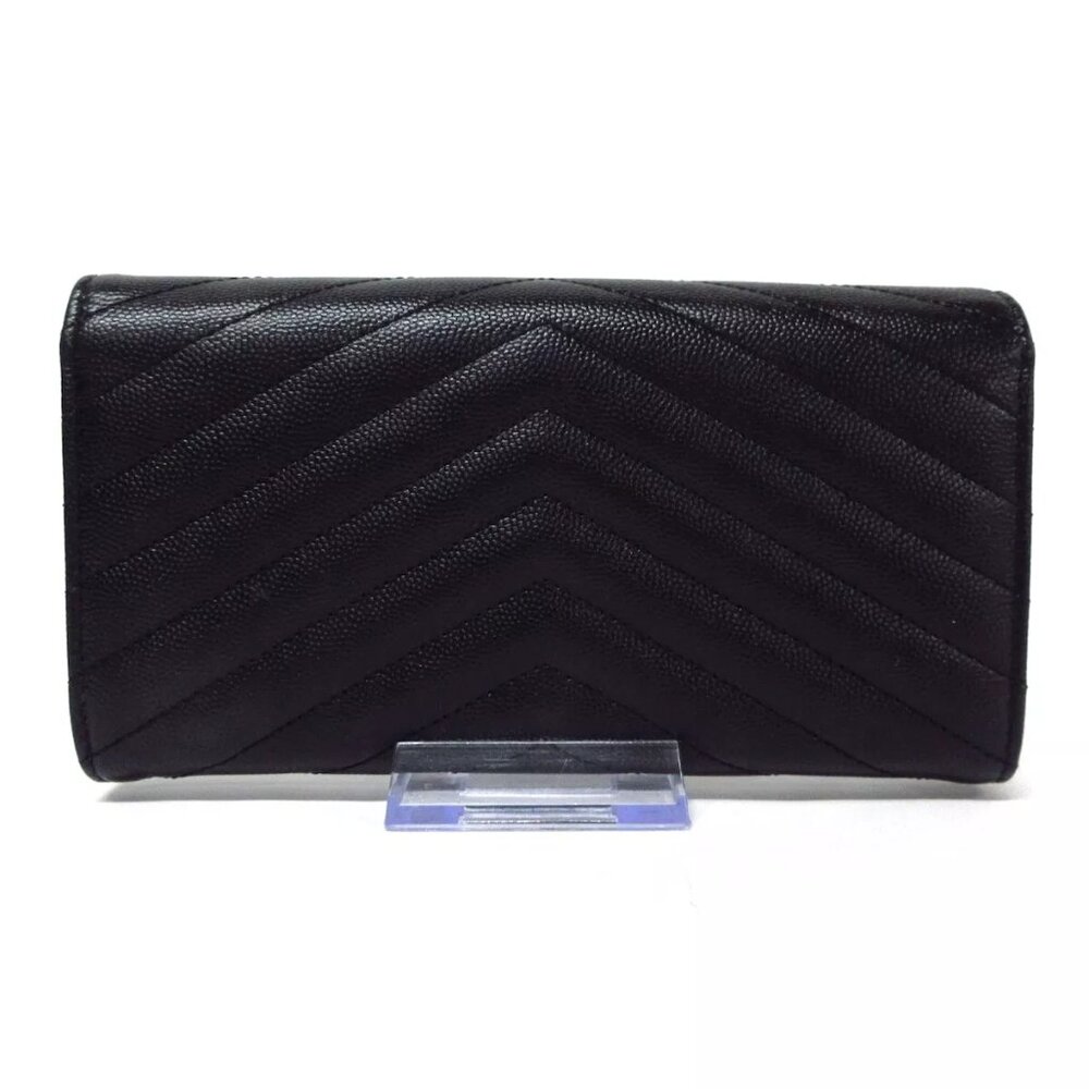 100% Authentic SAINT LAURENT PARIS - 372264 Black Gold Leather Long Wallet - Picture 2 of 8